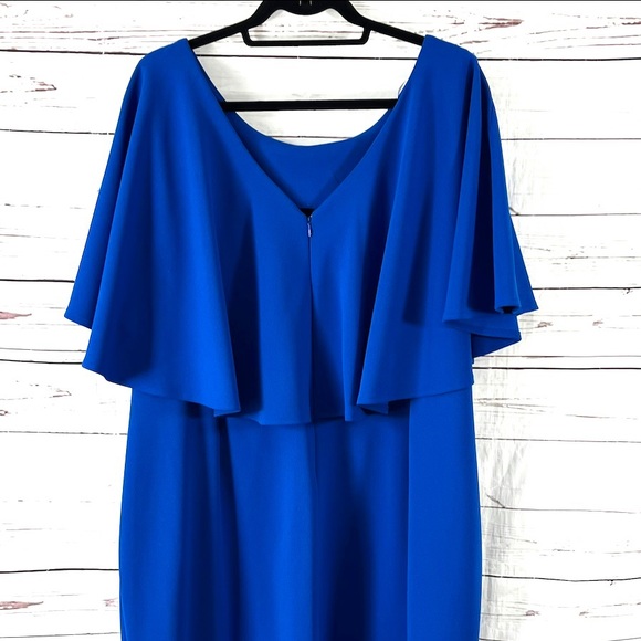 Calvin Klein Dress Womens Plus Size 22W Sheath Flutter Sleeves  Blue - Picture 5 of 10